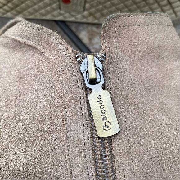 Blondo Taupe Suede Leather Georgette Waterproof Booties Womens Side Zip Size 9 - Picture 9 of 11